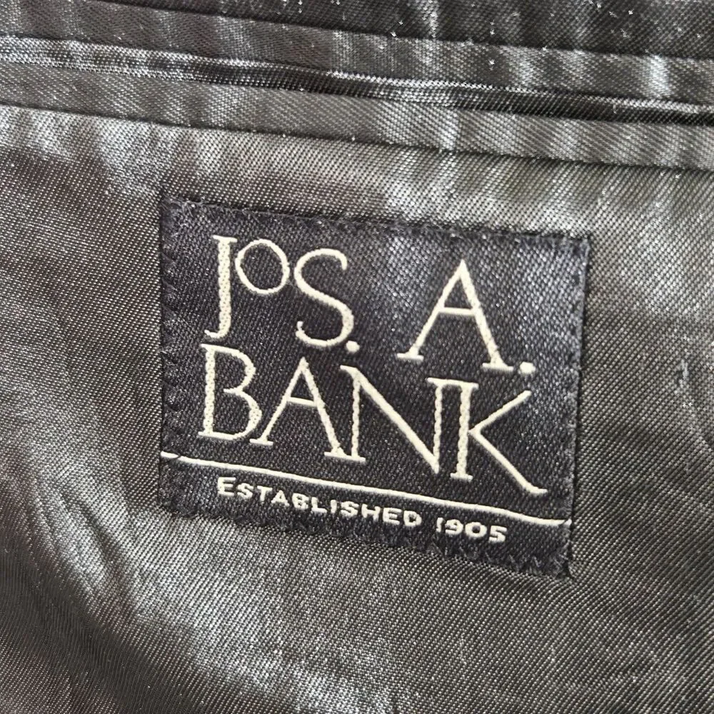 Jos A Bank Mens 46L Black Wool Blazer Sport Coat Classic Two Button Jacket